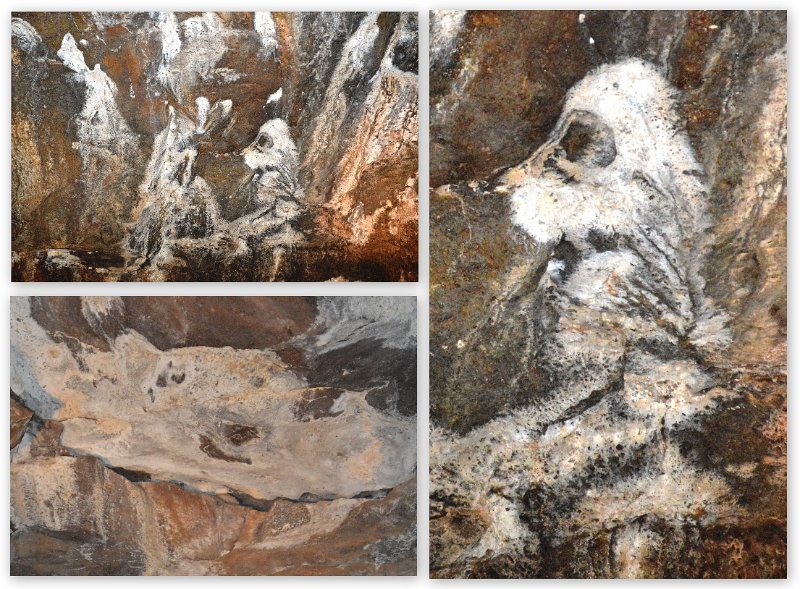 16Undara8.jpg - Undara - imaginary artwork inside Stephenson Lava Tube (Bundy Bear and Charlie Brown). There is no evidence of any Aboriginal occupation